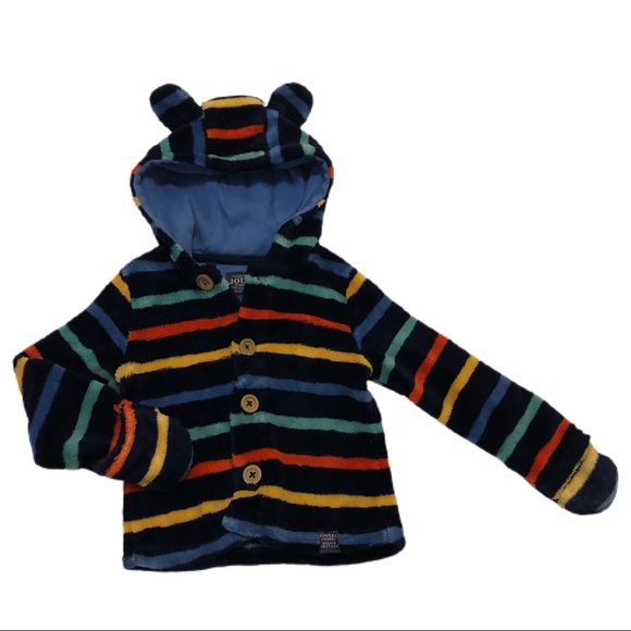 Joules Boys Striped Fleece Button Up Hoodie - Picture 2 of 9